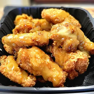 Japanese style fried chicken wings with honey wasabi sauce
