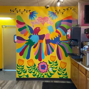 a brightly colored mural