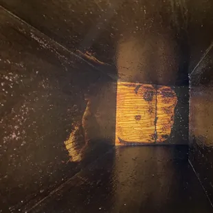 the inside of a wooden box