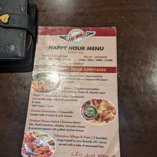 Happy hour menu Feb 2024