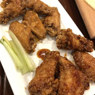 Breaded bone in wings.