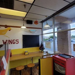 Window seating and entrance.
