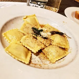 Butternut squash ravioli in brown butter