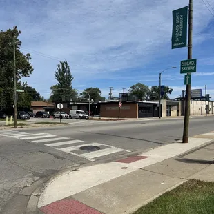 a street corner with a crosswalk