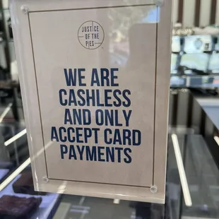 Card payments only