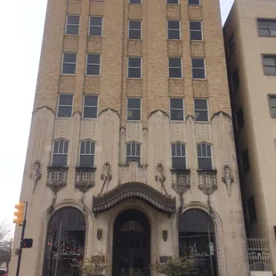 Outside of building.  Enter through these doors...not the ones on the side!