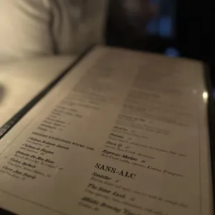 a menu on a table