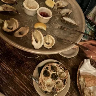 Oysters and escargot