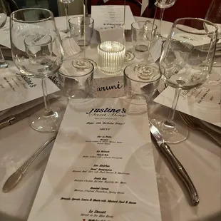 Menu and table