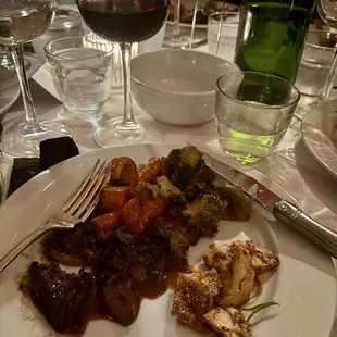 Beef, chicken, carrots