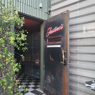 Entrance is a bit hidden but can't miss this door &amp; mermaid doorknob!