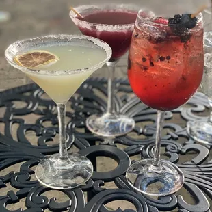 two cocktails on a table