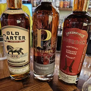 hree bottles of bourbon