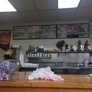 the counter and menus
