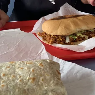 Authentic, delicious Mexican food! Huge chorizo torta &amp; carne asada burrito
