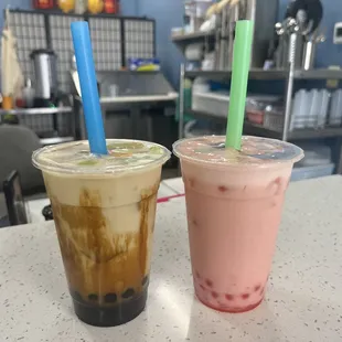 two drinks on a table