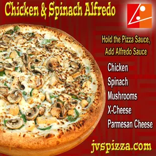 chicken and spinach alfredo pizza