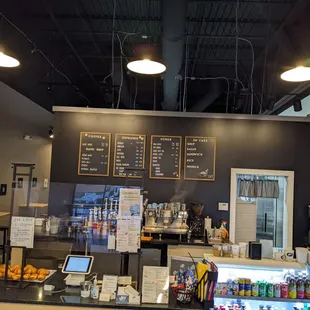 Kitchen and menu board at JW Cafe