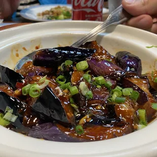 Eggplant in spicy garlic sauce