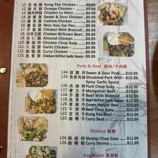 Lunch special menu includes Sat / Sunday too! Pork, beef, shrimp and vegetable options for lunch special.