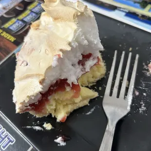 Half eaten Cherry Cream Pie