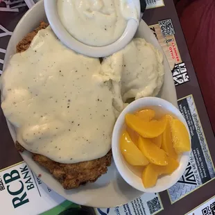 Chicken fried chicken was huge but had way too much breading.