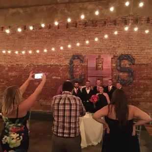 Groomsmen with the lovely lady who caught the bouquet!