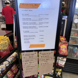 a menu for the restaurant