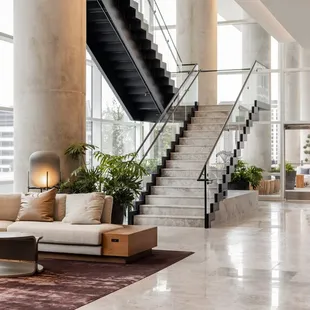 Bright and airy sky lobby