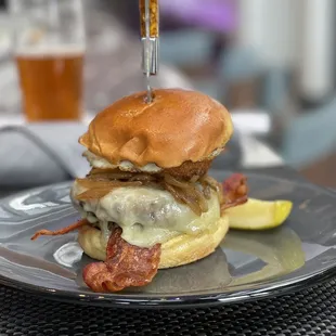 Burger at the bar