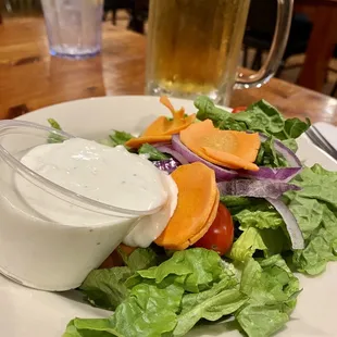 Salad with homemade blue cheese