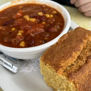 Chili with cornbread - one big warm hug in a bowl :)