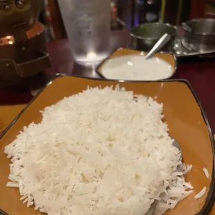 Steamed Basmati Rice Cucumber Raita