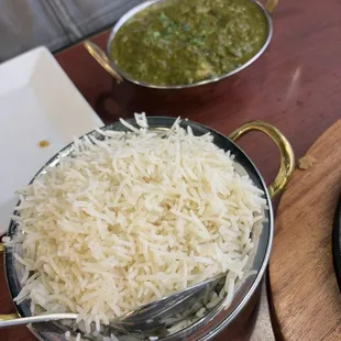 Basmati rice and Chicken Saag