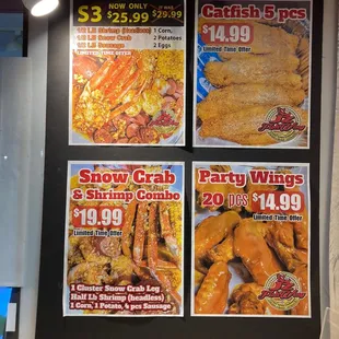 Crab legs, party wings, catfish, oh my!