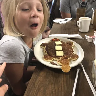 Kids pancake  with a side of turtle surprise.
