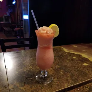 a frozen drink on a table