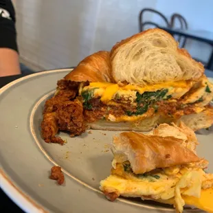 a plate with a sandwich on it