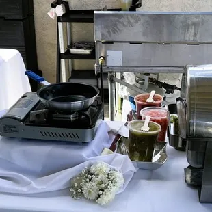 a variety of food items on a table