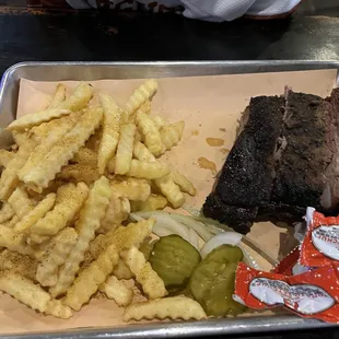 Tender Rib plate with seasoned crinkle cut fries