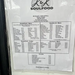 Menu as of 10/05/22