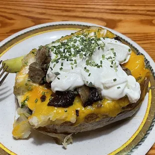 Loaded baked potato with burnt ends