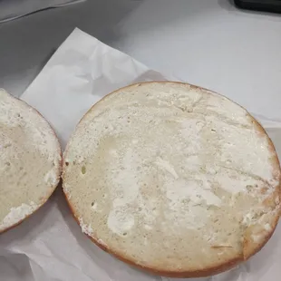 Second time I order bagel and cream cheese to find a very frugal spread of cheese. Donuts are good but bagels not so much.