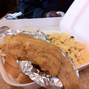 Very tasty fish, oddly watery mac &amp; cheese.