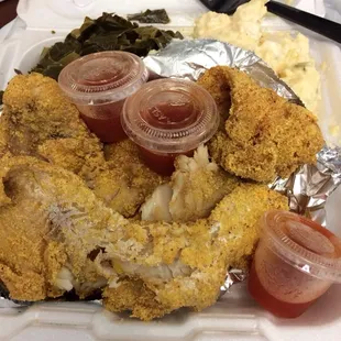 Fish Dinner, Potato Salad and Collard Greens!
