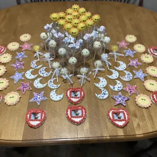 Themed cookies and cake pops called &quot;Morning To Night&quot;