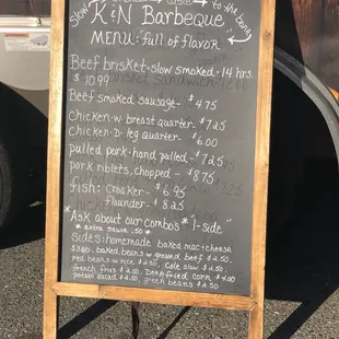 a menu on a chalkboard