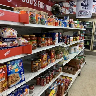 shelves of food