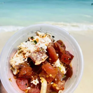 Pau Hana Poke with a side of rice (not picture) - yummy lunch at an awesome beach 9/24/22