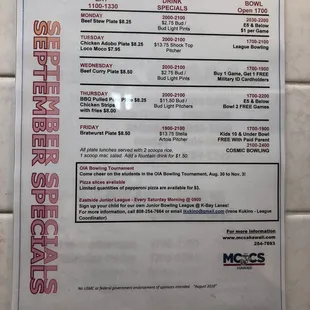 September specials 2018